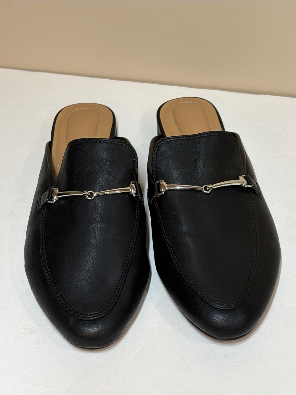 Rachel Zoe Alani Black Synthetic Leather Slip-On Mules with Silver Bit Detail, 9